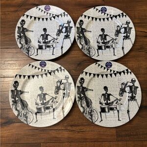 royal stafford set 4 skeleton band dinner plates